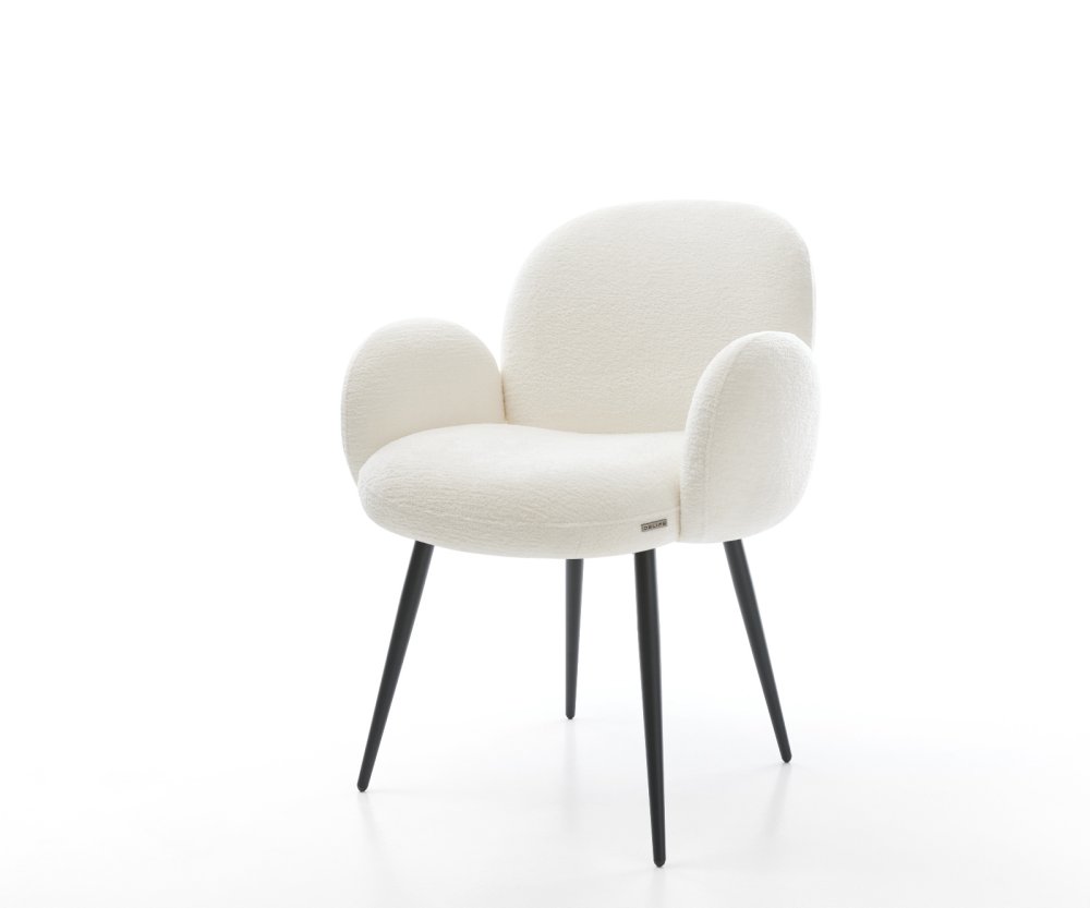 Jedálenská stolička Nube-Flex s opierkami bouclé mäkký béžová 4-nohá