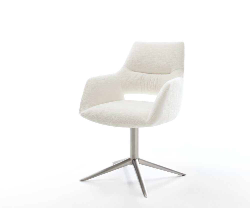 Jedálenská stolička Yago-Flex s opierkami bouclé mäkký béžová podstava