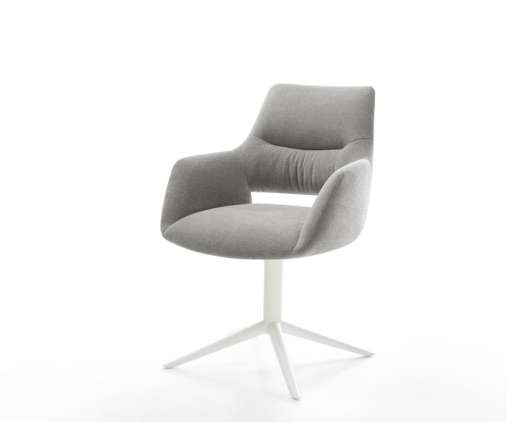 Jedálenská stolička Yago-Flex s opierkami texturovaná látka mäkký sivá