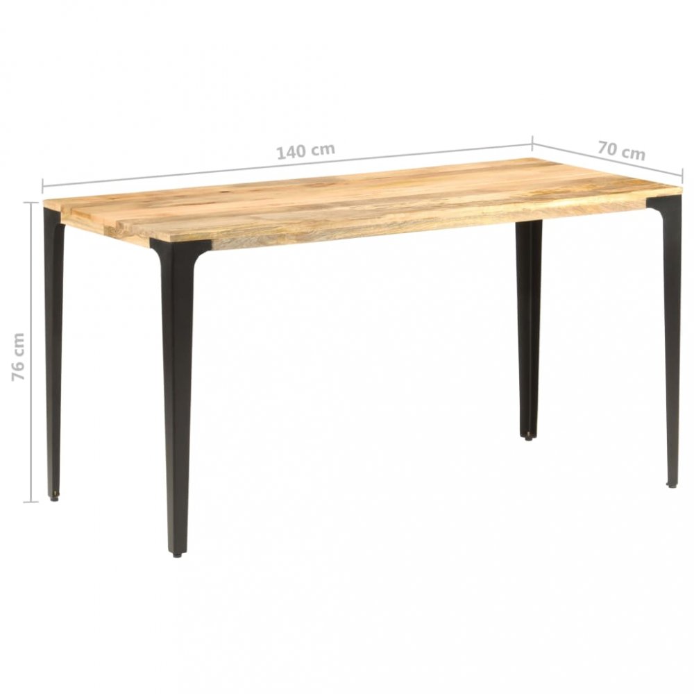 Jedálenský stôl masívne drevo / oceľ Dekorhome 140x70x76 cm