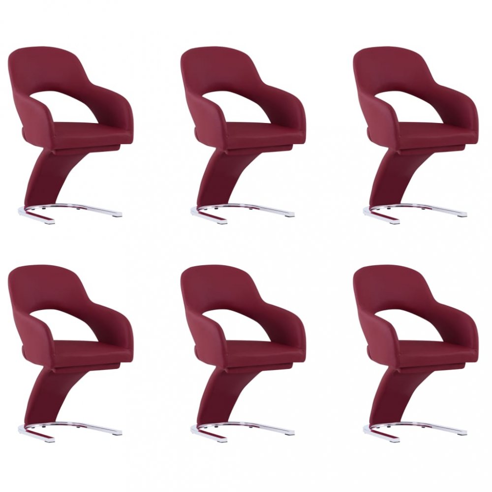 Jídelní židle 6 ks umělá kůže / chrom Dekorhome Vínová
