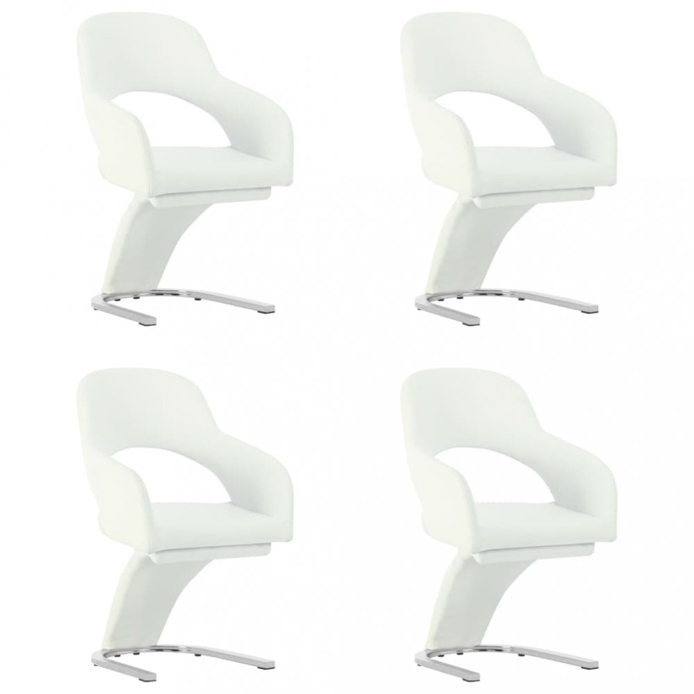 Jídelní židle 4 ks umělá kůže / chrom Dekorhome Bílá