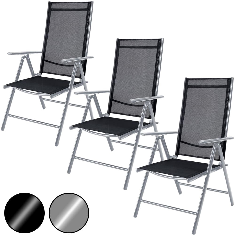 Skládací zahradní židle 3 ks Dekorhome Černá Obrázek