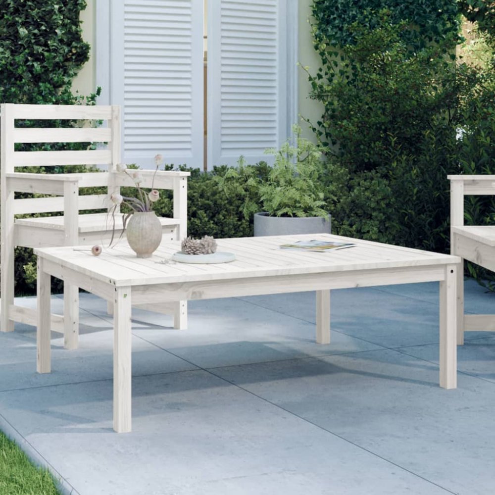 Zahradní stůl bílý 121 x 82,5 x 45 cm masivní borové dřevo