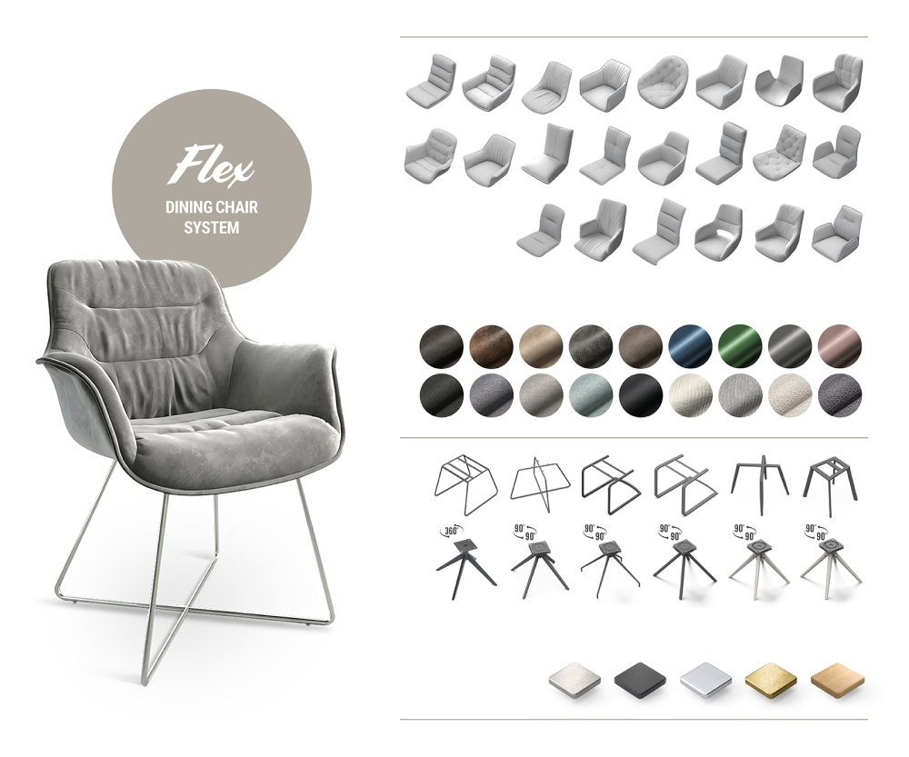 Otočná židle Abelia-Flex s područkami taupe vintage křížová Obrázek