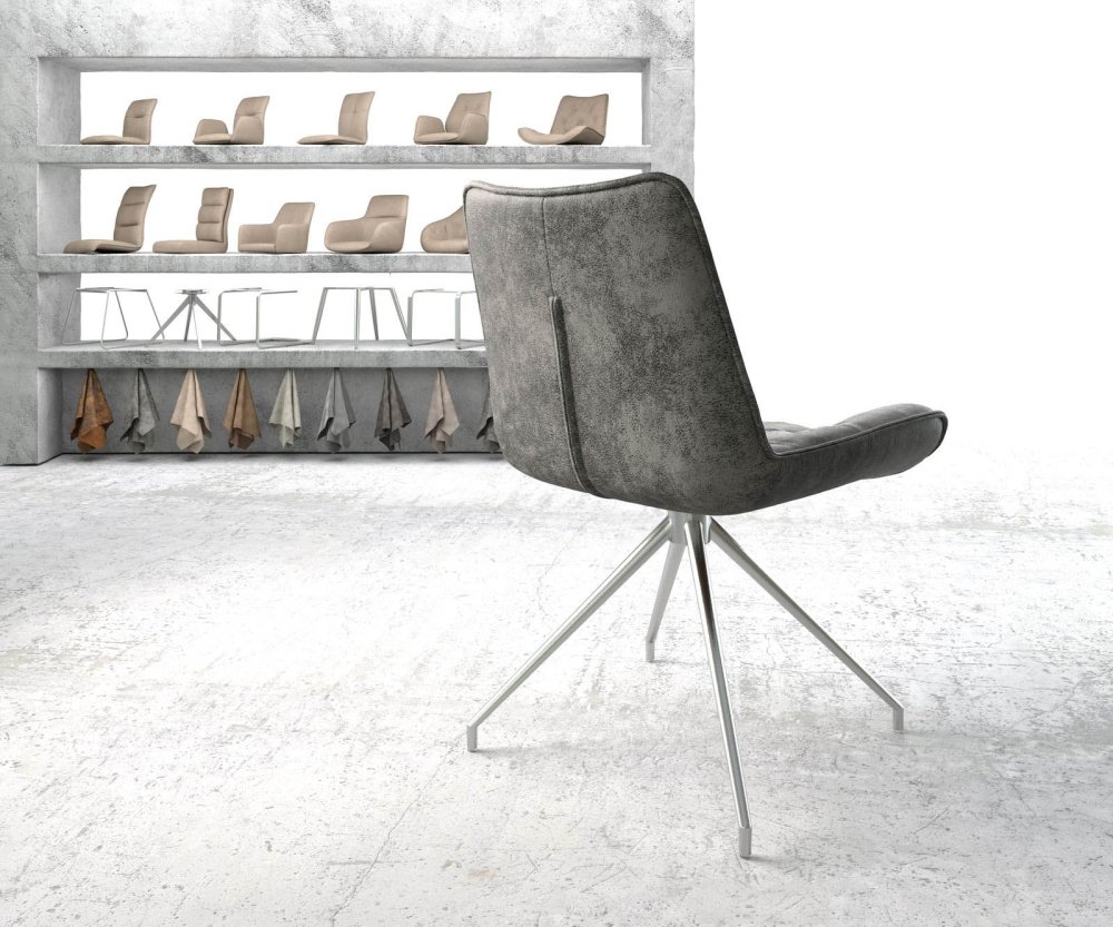 Otočná židle Taimi-Flex šedá vintage křížová podnož zúžená Obrázek