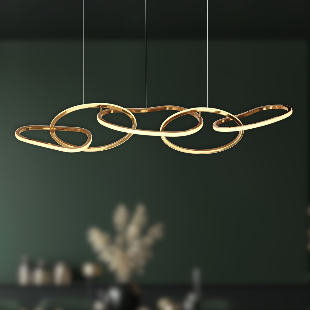 Závesná lampa ANNELI, francúzske zlato, 45W LED, 3000K, biely kryt
