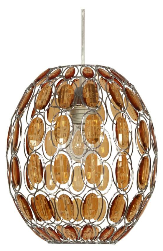 Oranžová závěsná lampa s krystaly Selma