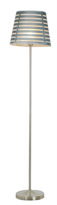 Saténová stojací lampa, šedé pruhované stínidlo, Segin