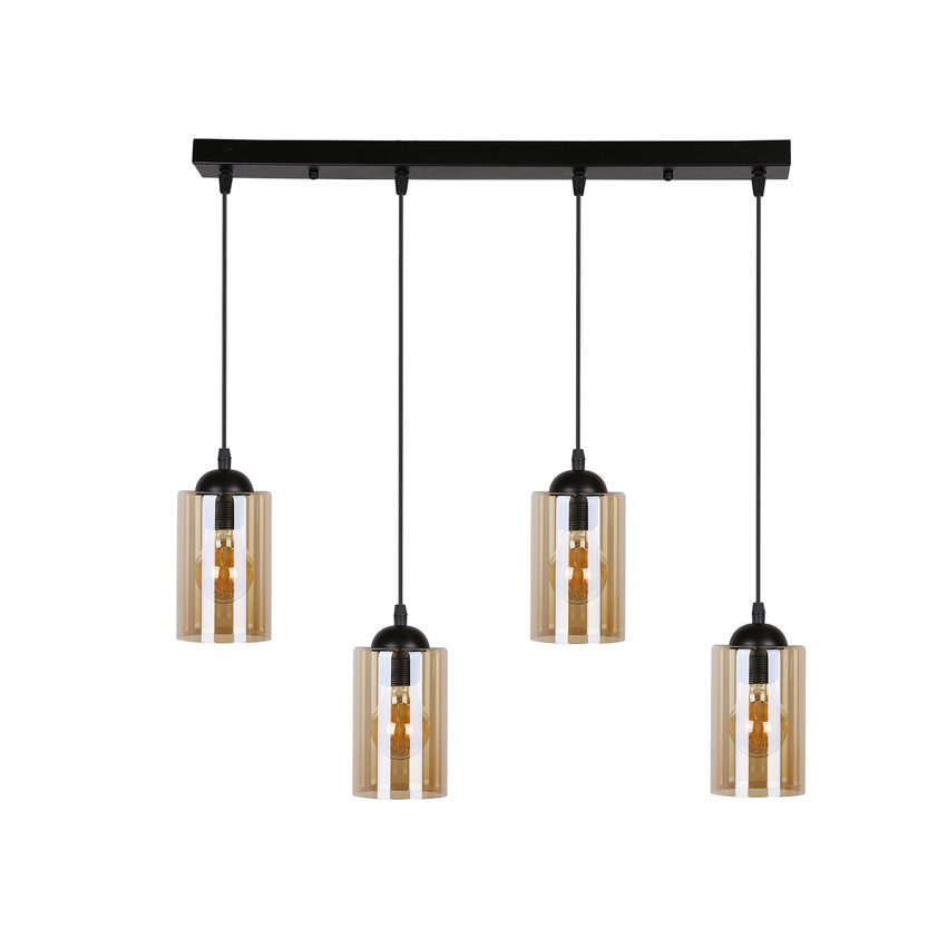 Závěsná lampa černohnědá 4xE27 Bistro