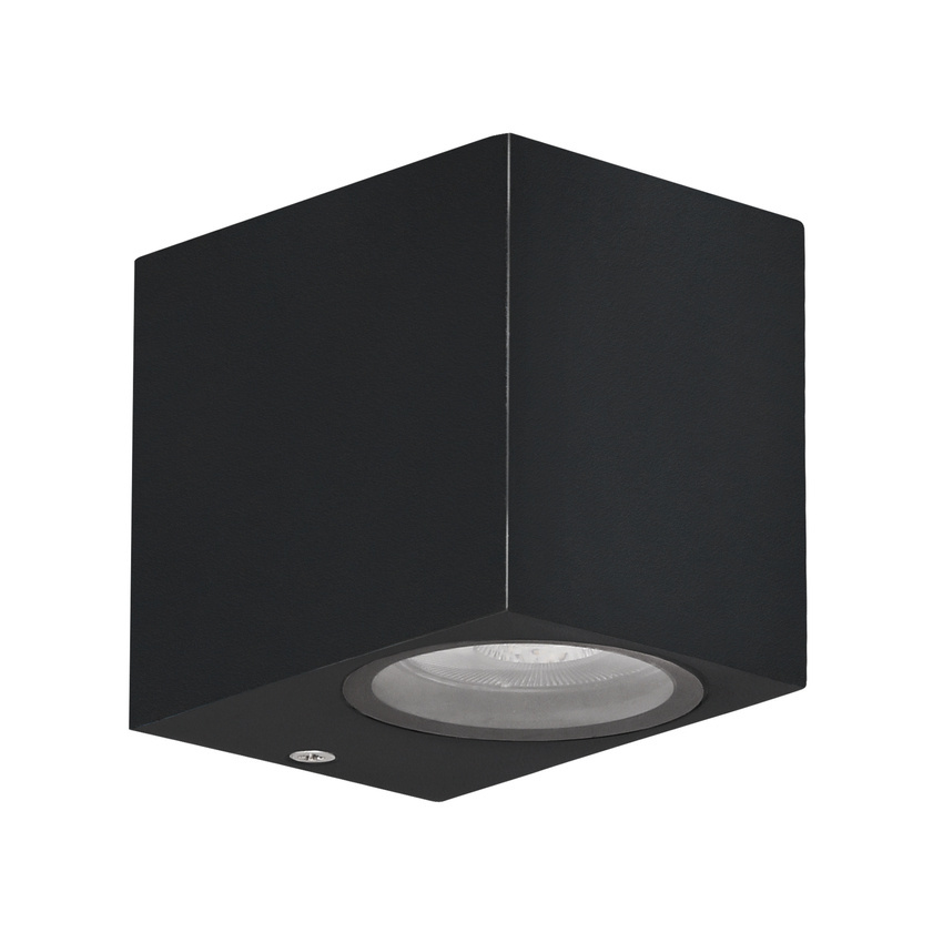 Záhradná fasádna lampa Nerium, krátka kocka, 9,2x8cm, čierna, 1x35W, GU10, IP44