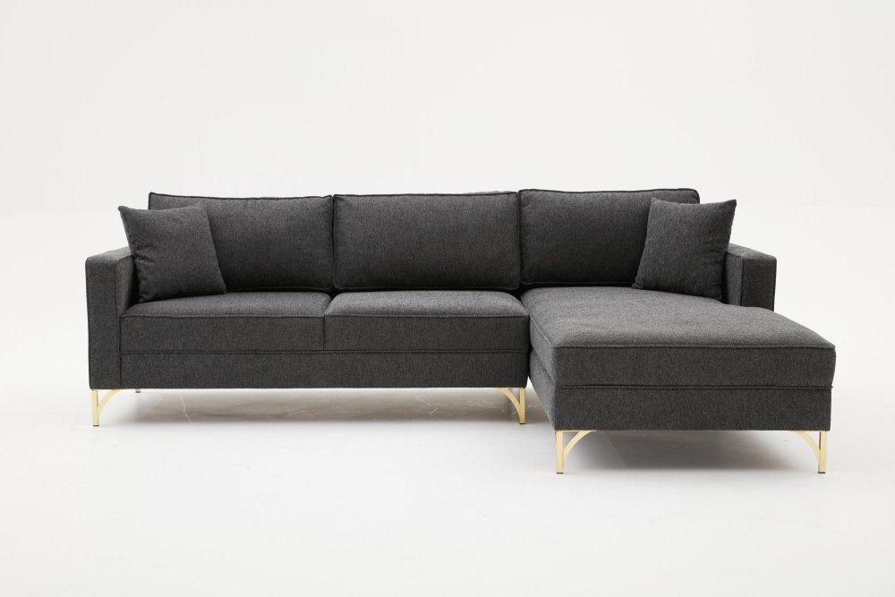Rohová sedací souprava Berlin Right - Anthracite, Gold (obrázek 7)