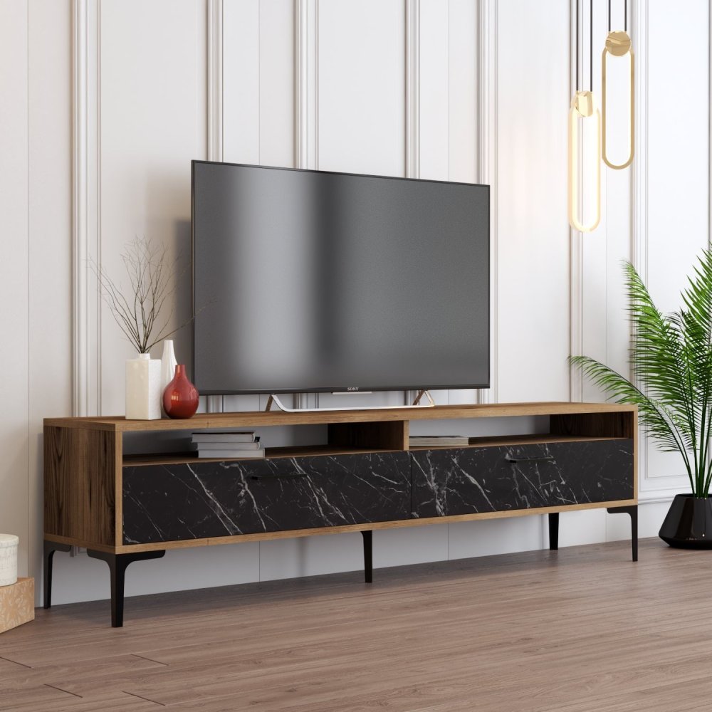 TV stolík Istanbul 2 - Walnut Black Marble
