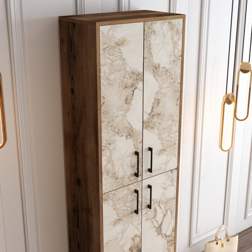 Botník Berlin A - Walnut, White Marble (obrázek 4)