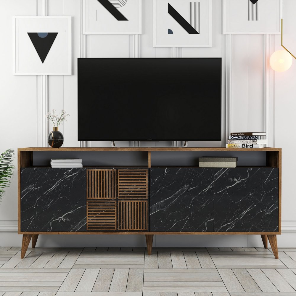 Konzolový stolek Milan - Walnut, Black Marble (obrázek 4)