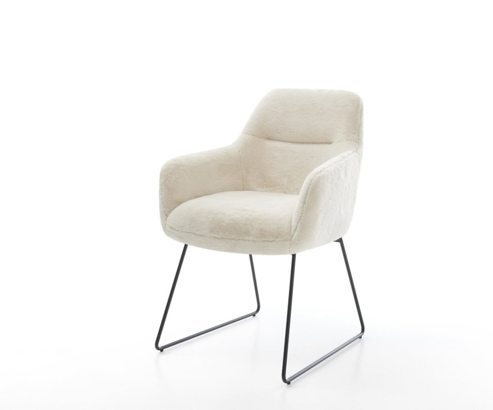 Jedálenská stolička Pejo-Flex plyšový manšester krémovo biela tenká