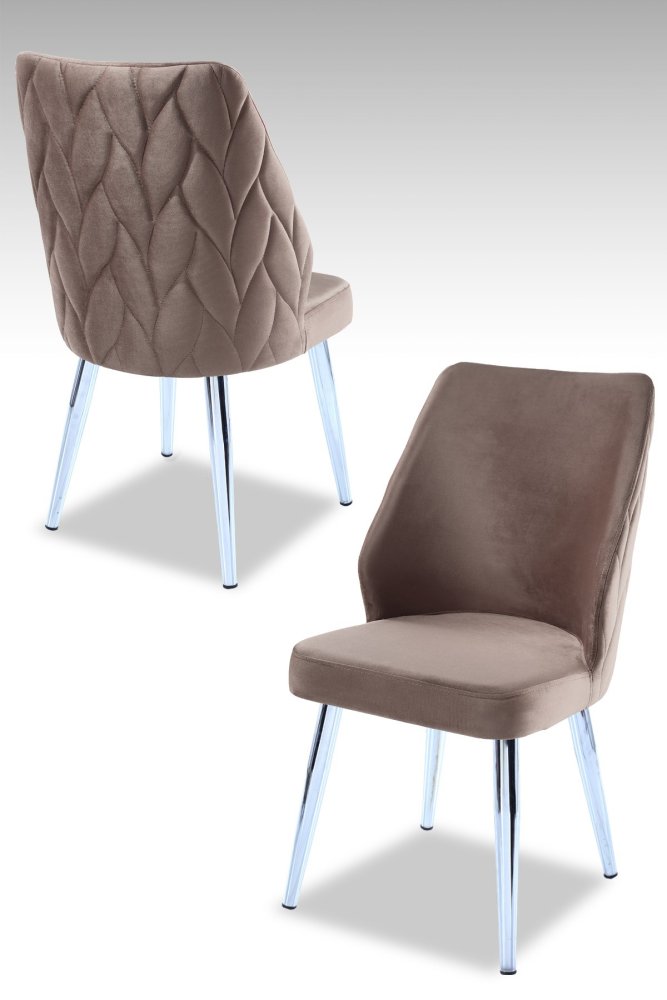 Súprava stoličiek (4 kusy) Pufi - Cappuccino, Chrome