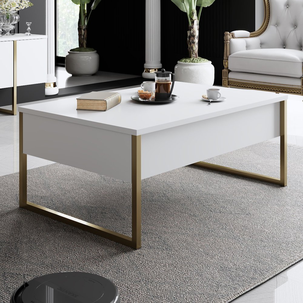 Konferenčný stolík Luxe - White, Gold