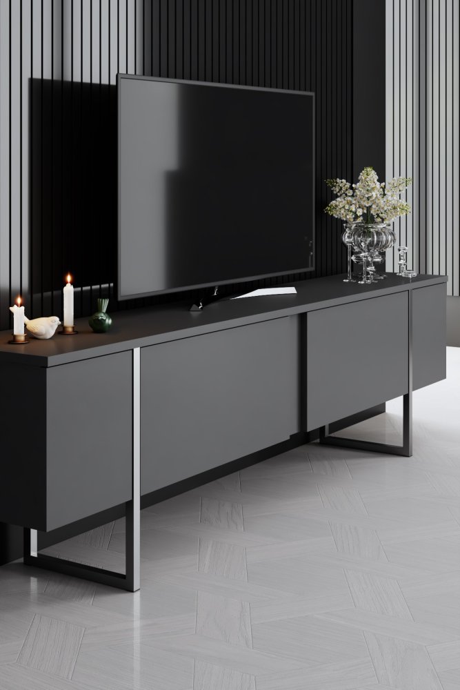 TV stěna / Sestava pod TV Luxe - Anthracite, Silver (obrázek 5)