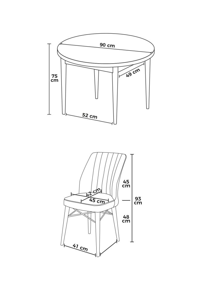 Dining Table & Chairs Set (5 Pieces) Rox - Black Marble, Grey (obrázek 3)