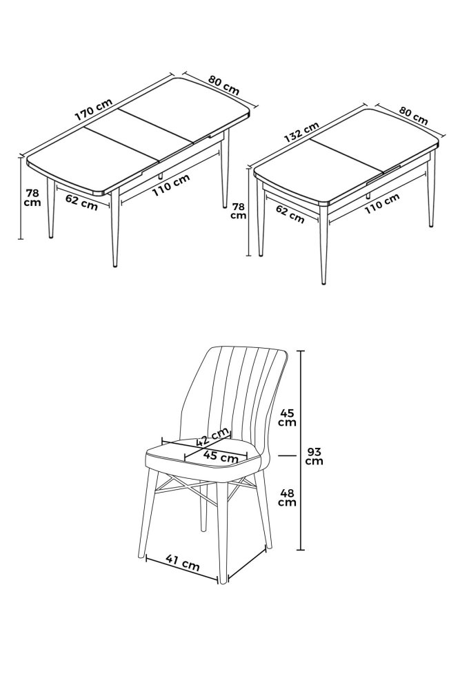 Extendable Dining Table & Chairs Set (7 Pieces) Eva - White, Pink (obrázek 3)