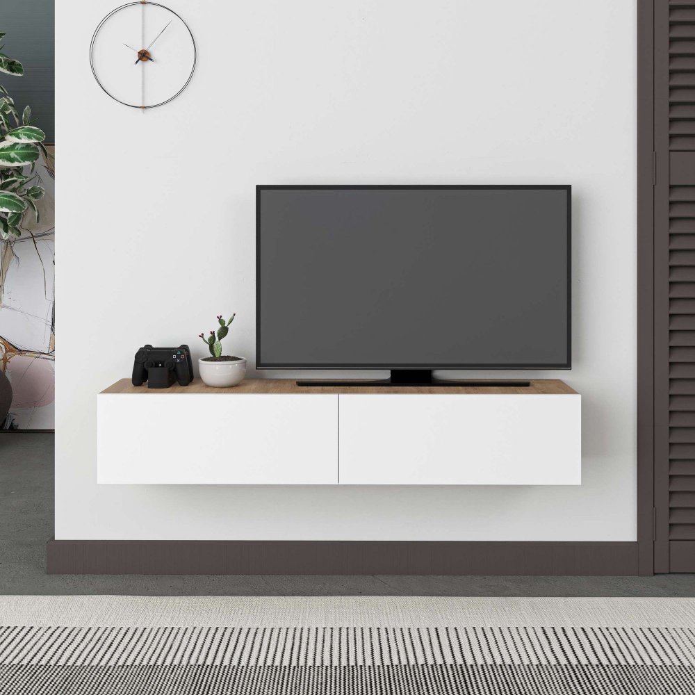 TV stolek Francy 135 - Sapphire Oak, White (obrázek 6)