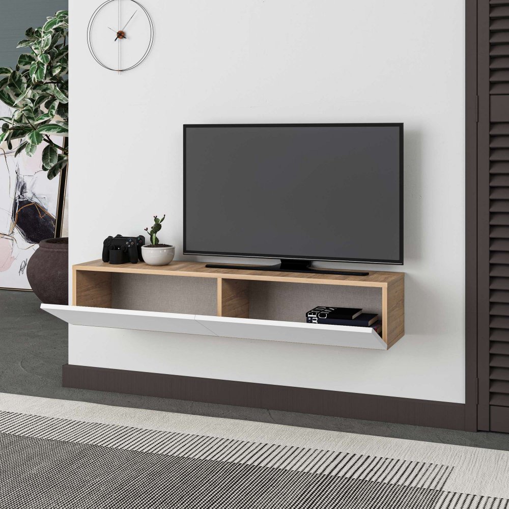 TV stolek Francy 135 - Sapphire Oak, White (obrázek 7)