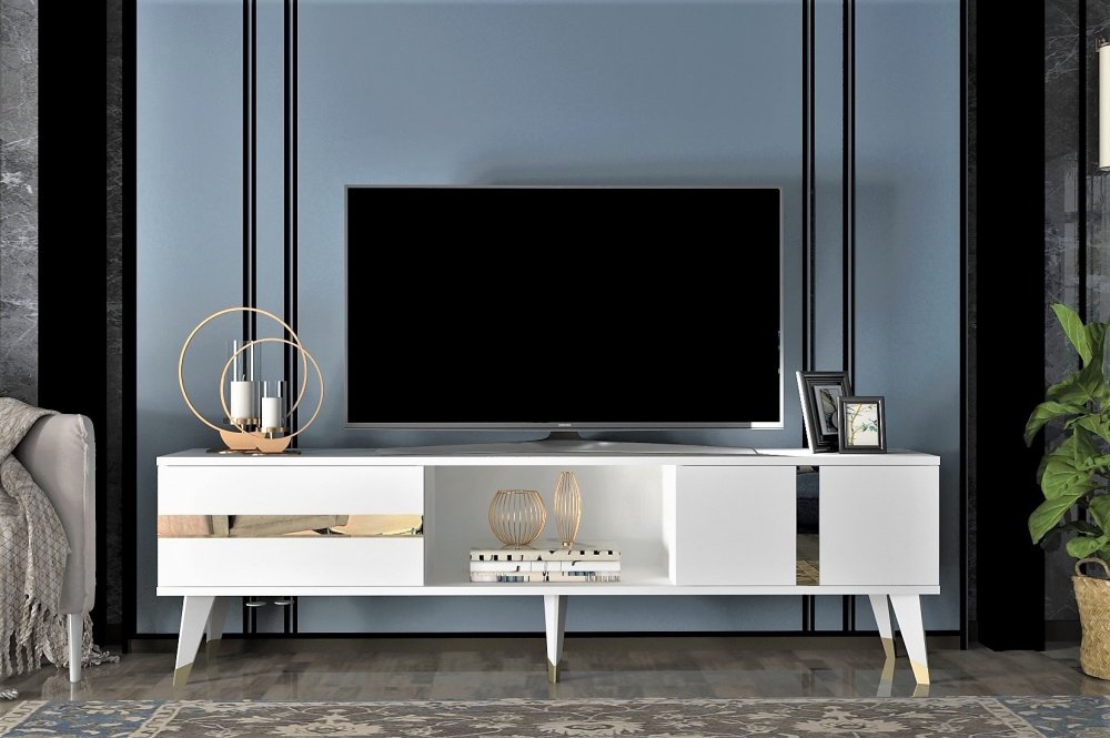 TV stolík Vania - White, Gold