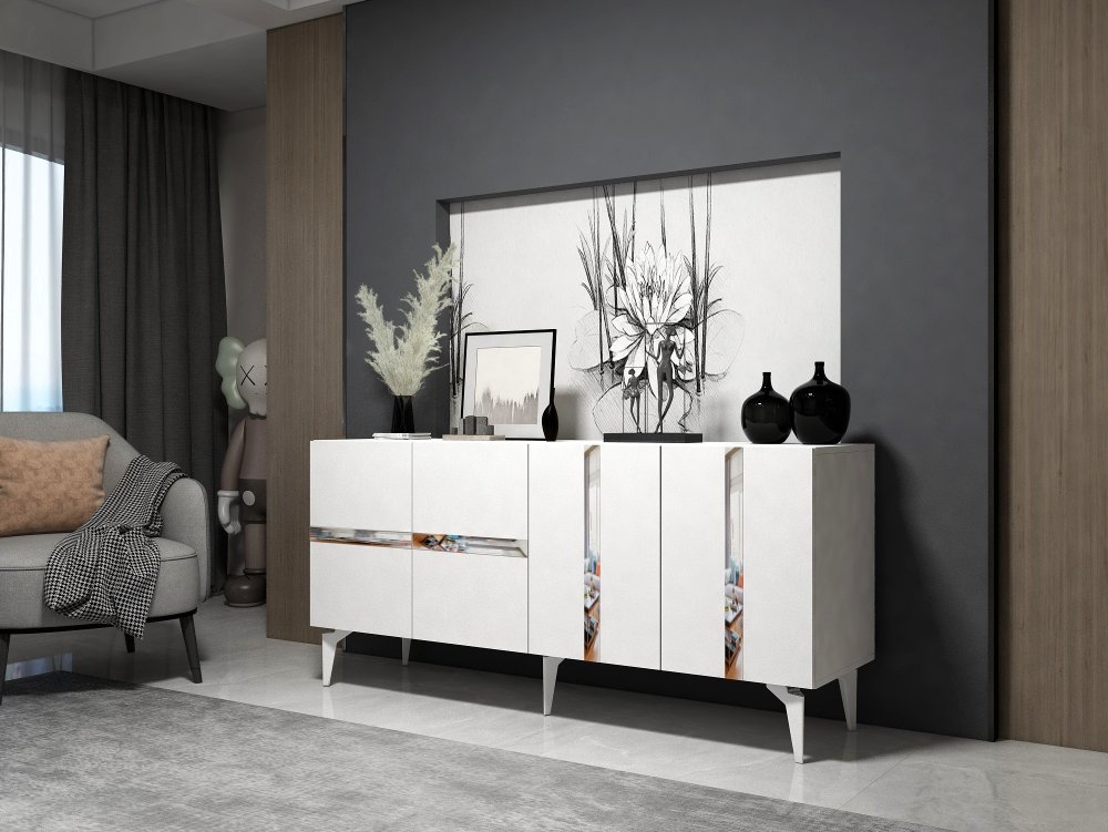 Konzolový stolík Vania - White, Silver