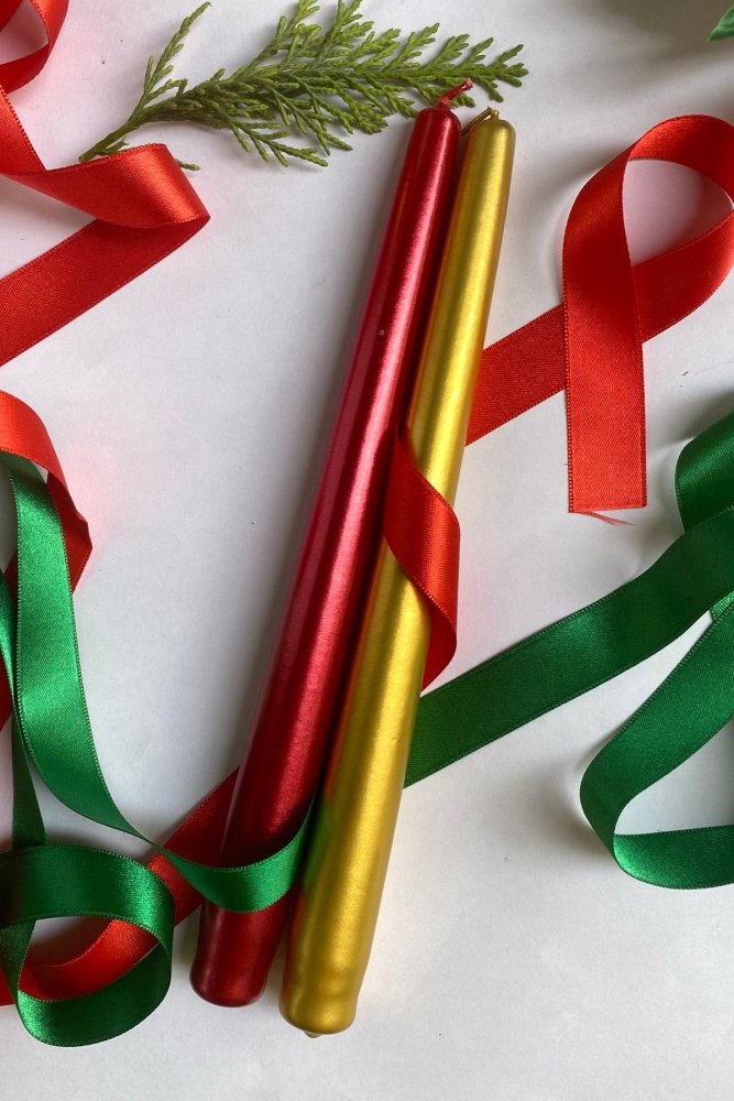 Súprava sviečok (2 kusy) Premium Christmas 2 - Gold, Red