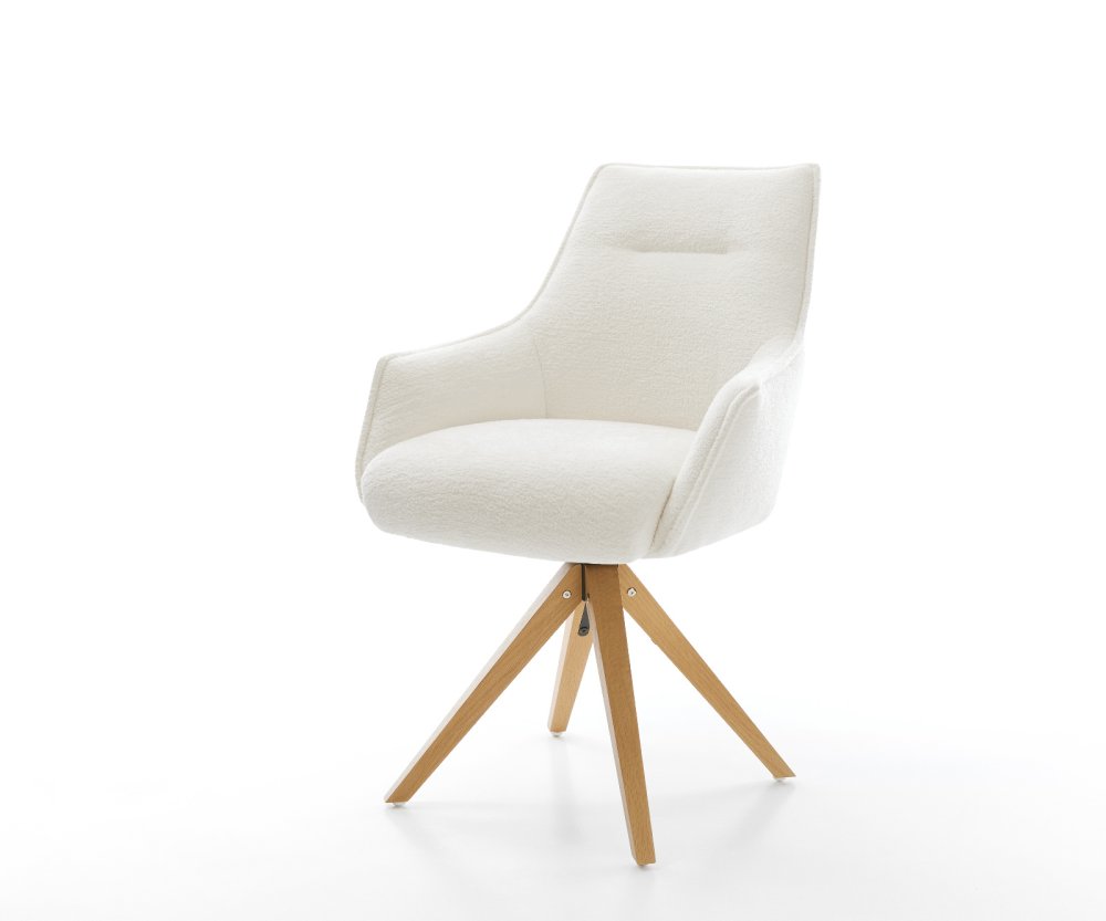 Jedálenská stolička Alja-Flex s opierkami bouclé mäkký béžová drevená