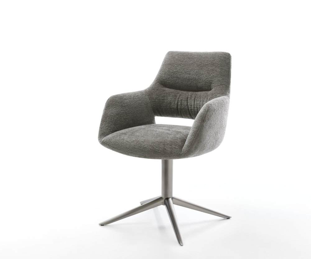 Jedálenská stolička Yago-Flex s opierkami bouclé mäkký tmavobéžová