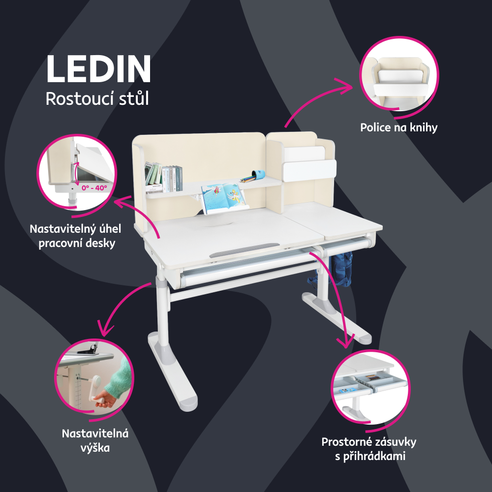 Rastúci detský stôl LEDIN Tempo Kondela