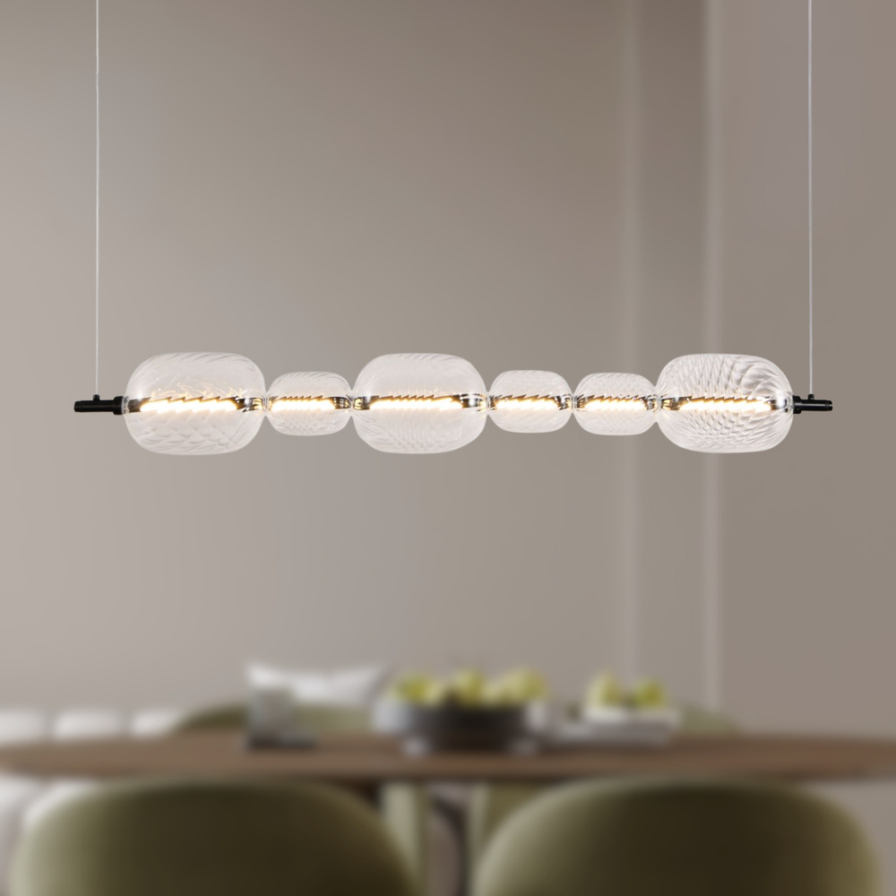 Levně PLAYA lampa wisząca czarny pozioma 17W LED 3000K klosz bezbarwny