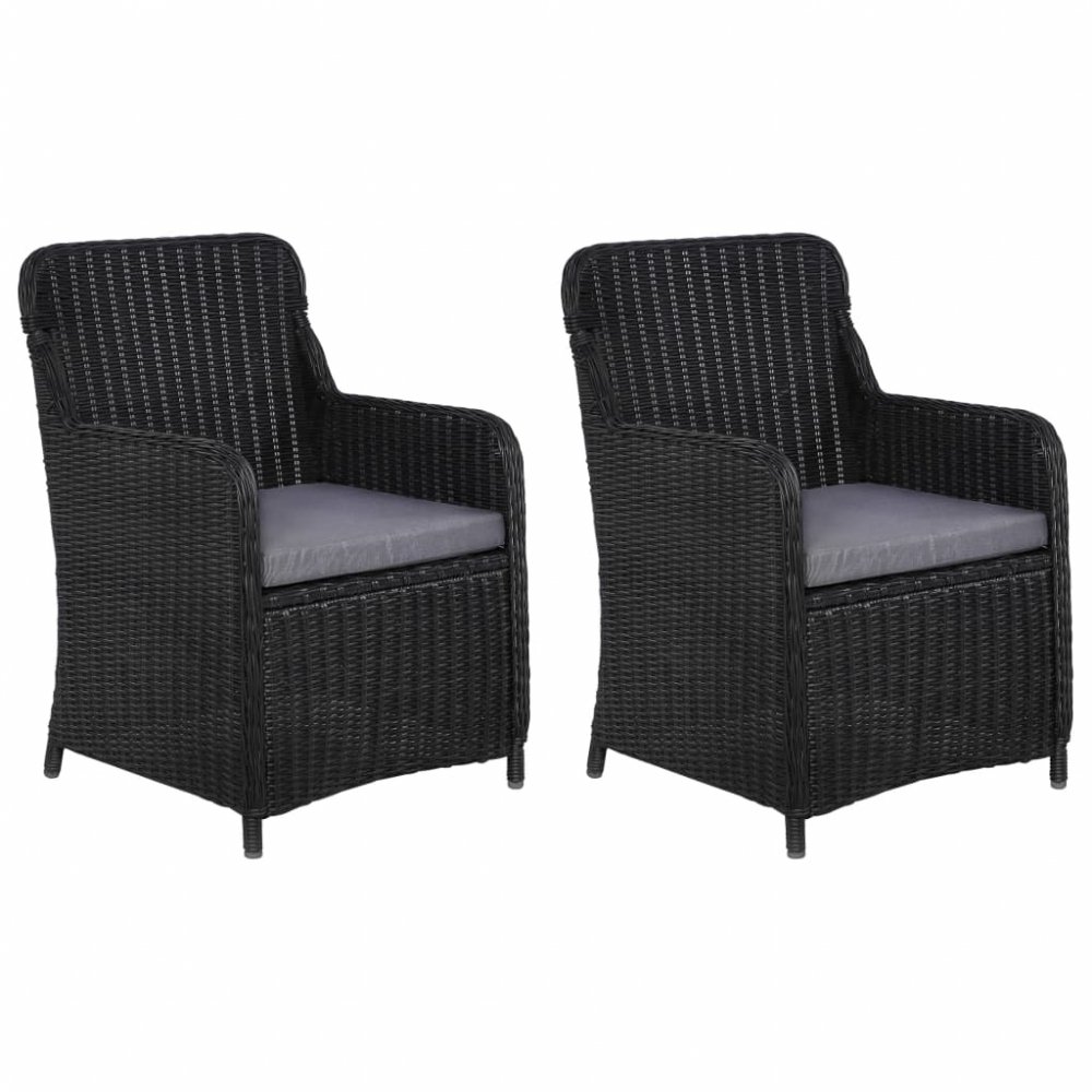 E-shop Záhradná stolička s poduškami 2 ks polyratan Dekorhome Čierna