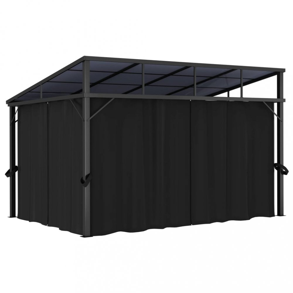 Záhradný altánok so závesmi 4 x 3 m antracit Dekorhome