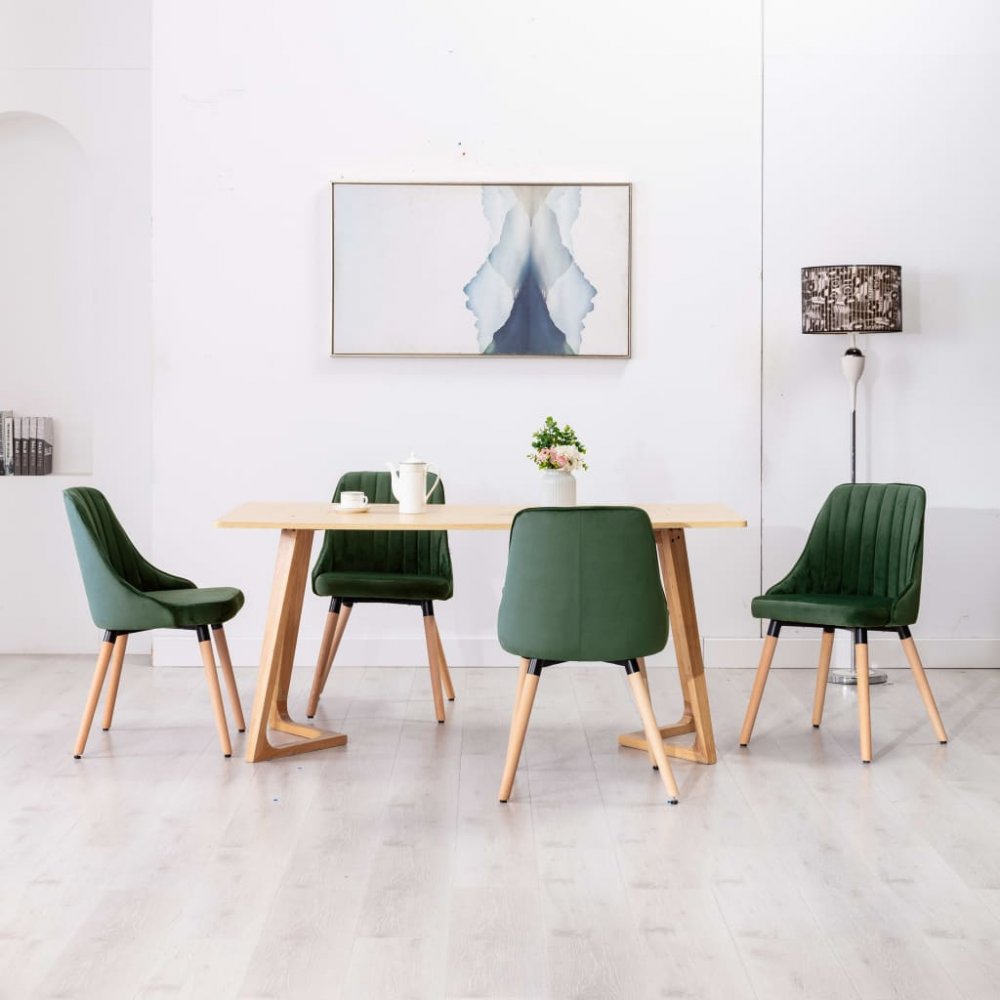 Jídelní židle 4 ks látka / buk Dekorhome Tmavě zelená Obrázek