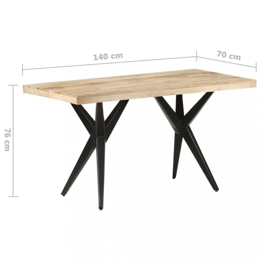 E-shop Jídelní stůl masivní dřevo / ocel  140x70x76 cm,Jídelní stůl masivní dřevo / ocel  140x70x76 cm