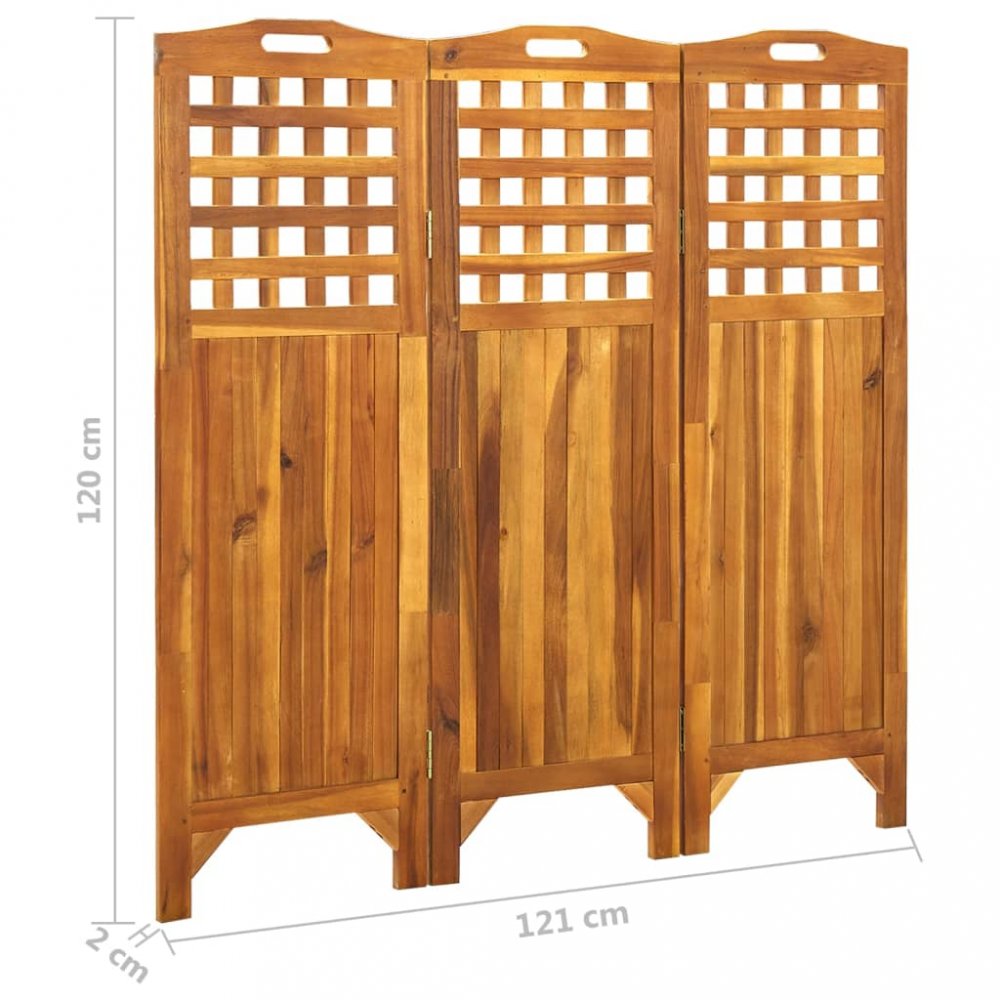 Paraván akáciové drevo Dekorhome 121x120 cm (3-dielny)