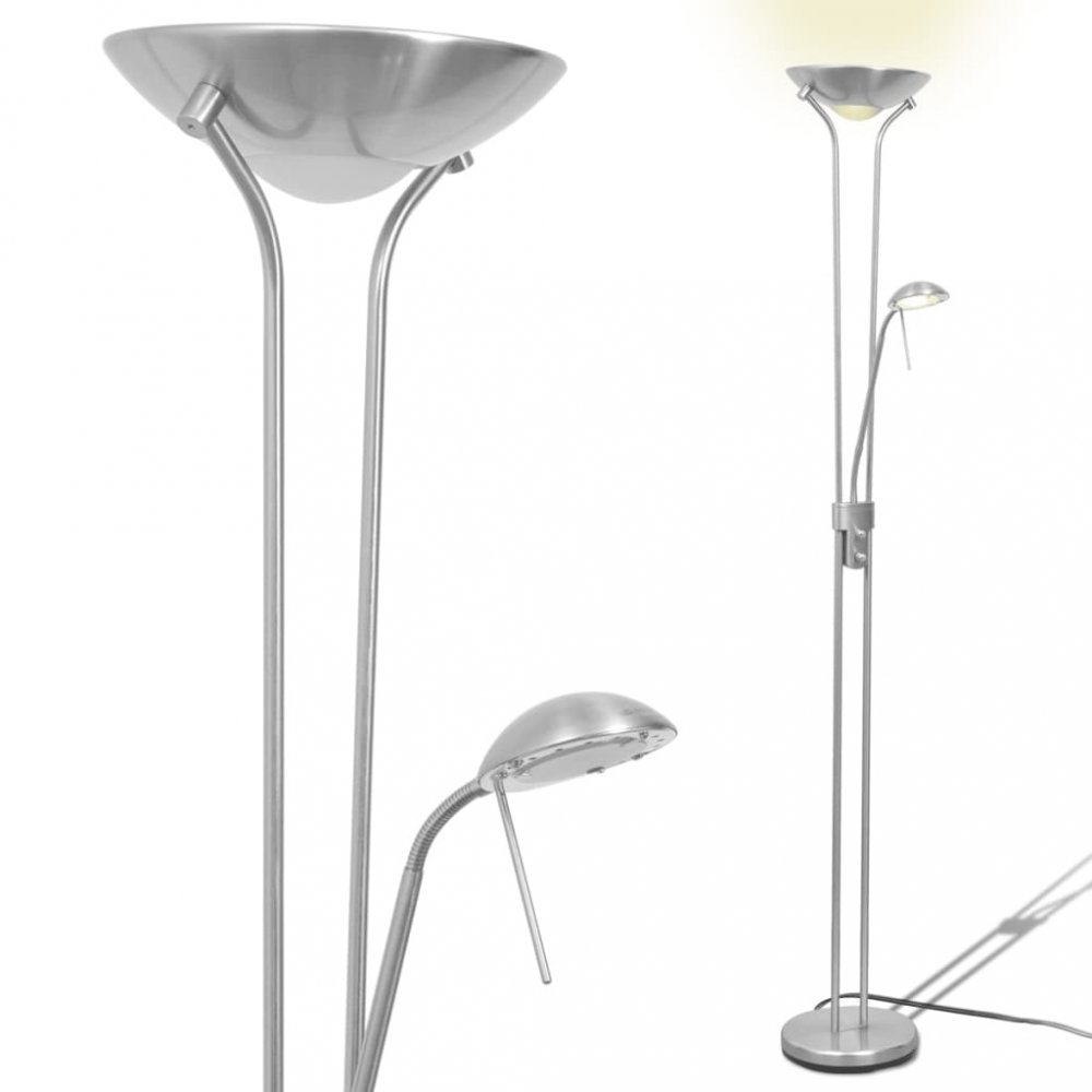 Stojací stmívací LED lampa Dekorhome Stříbrná,Stojací stmívací LED lampa Dekorhome Stříbrná
