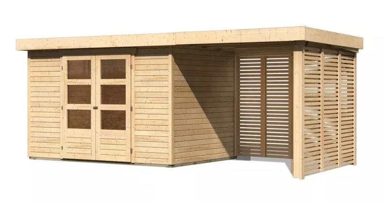 Dřevěný zahradní domek ASKOLA 4  s přístavkem Lanitplast 522 cm