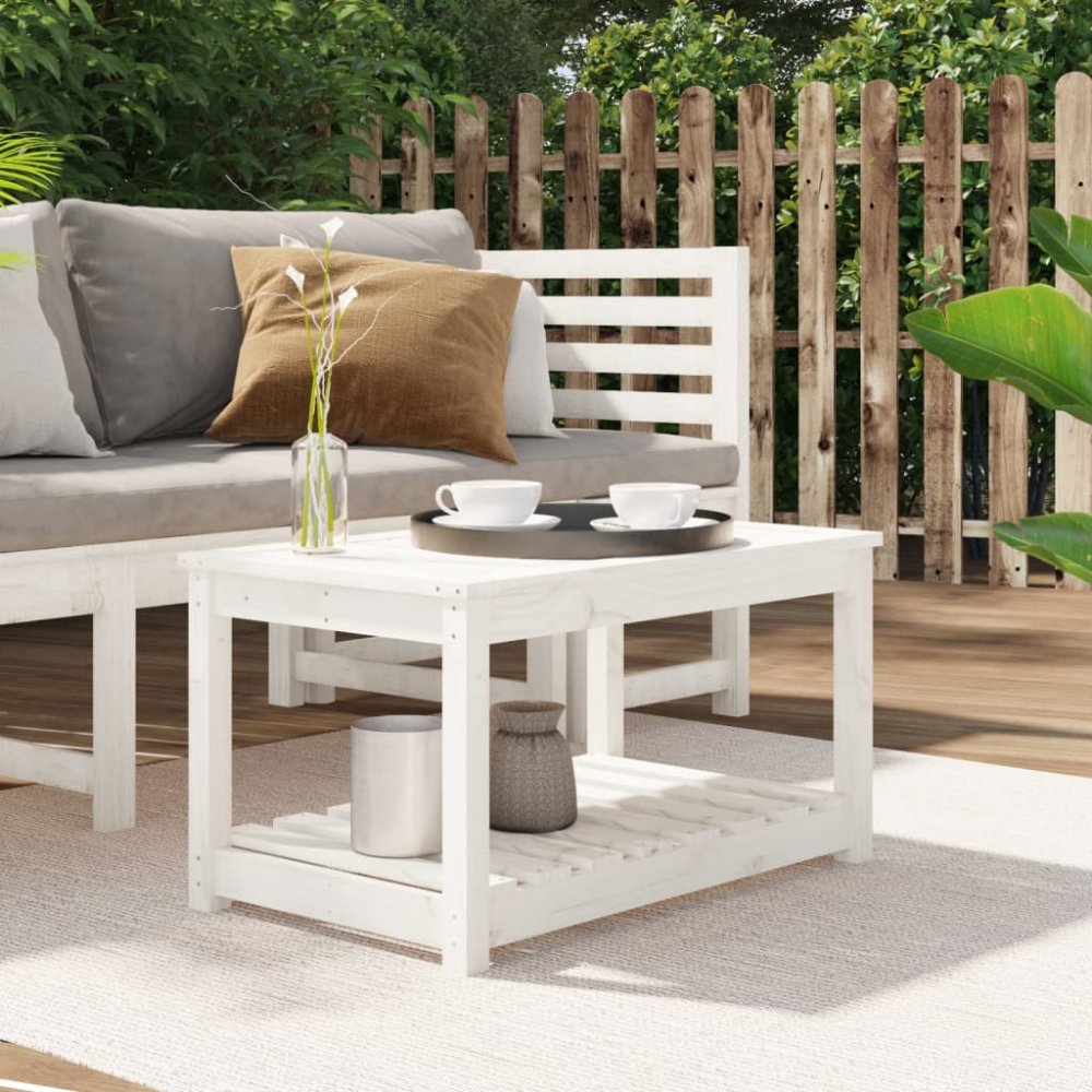 Zahradní stůl bílý 82,5 x 50,5 x 45 cm masivní borové dřevo