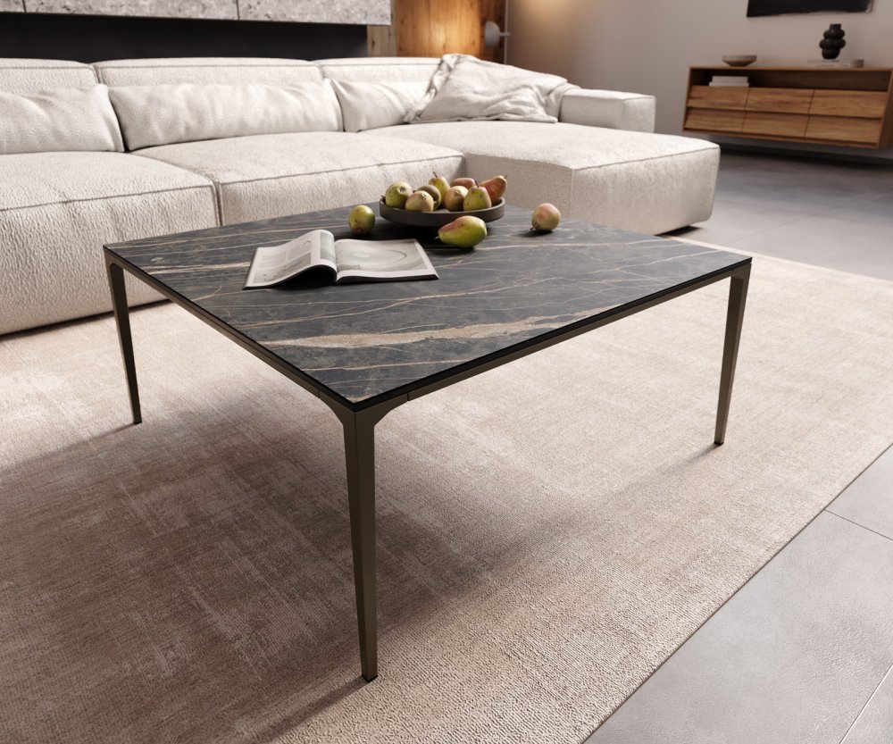 Konferenčný stolík Levente 85x85 cm keramická podnož Laminam®Noir