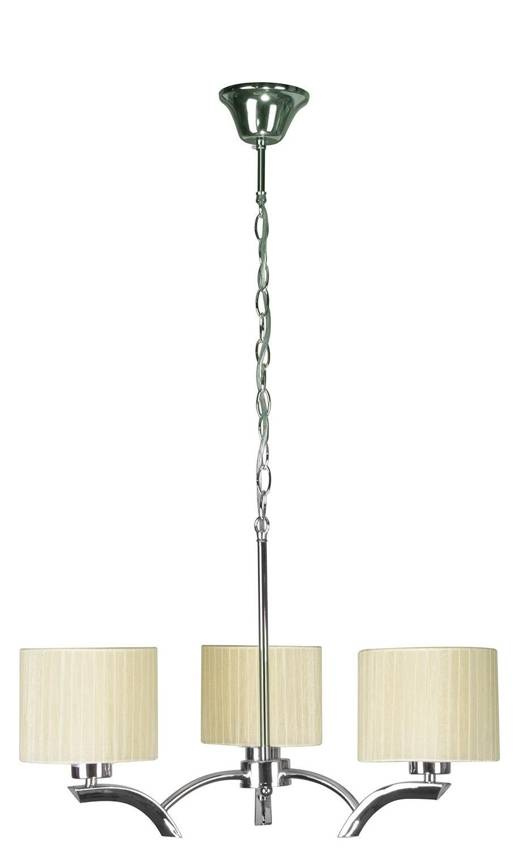 Závesná lampa chróm + krémové tienidlo 3x60W luster Draga