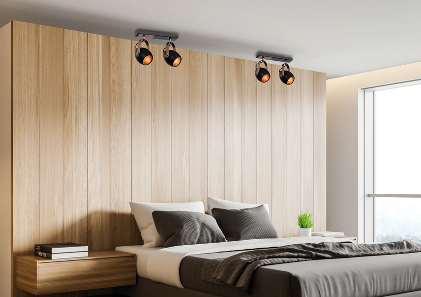 Čierno-medená nastaviteľná bodová lampa E14 2x40W Anica