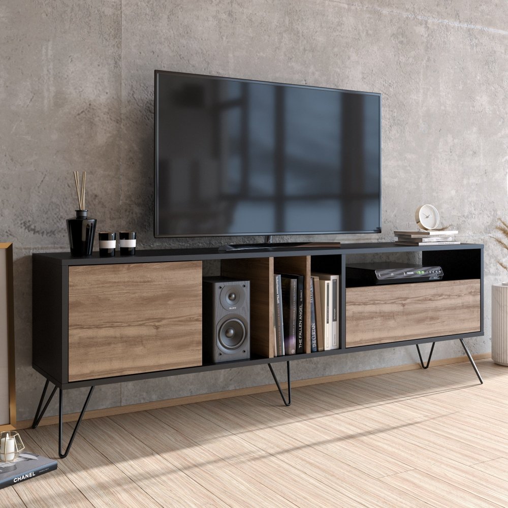 TV stolík Mistico (180) - Walnut, Black