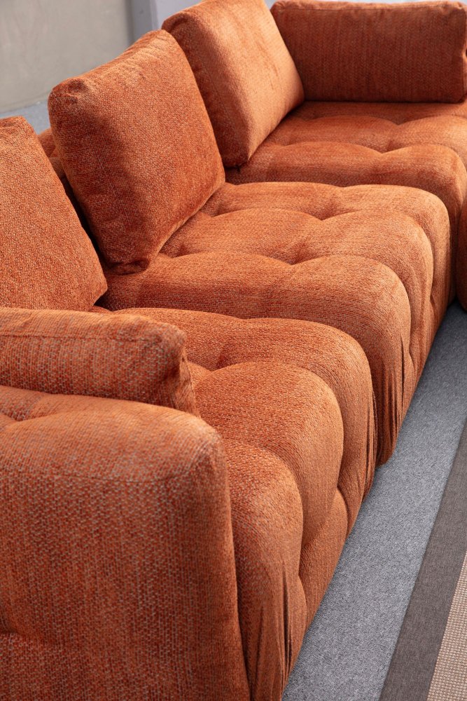 Rohová sedací souprava Amaris 3 Seater With Pouffe - Orange (obrázek 14)