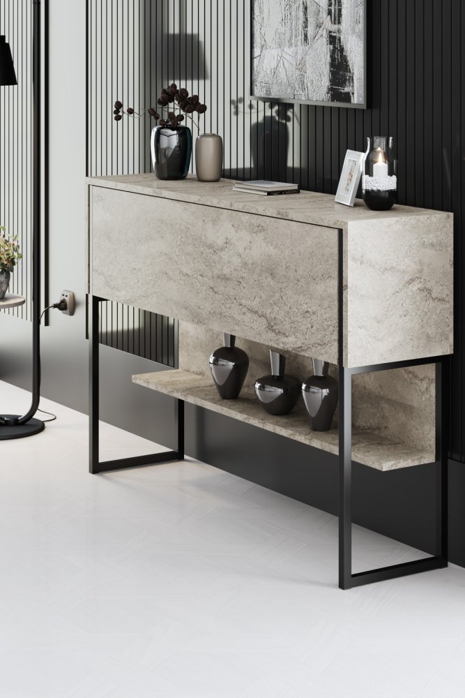 Komoda Luxe - Travertine, Black (obrázek 5)