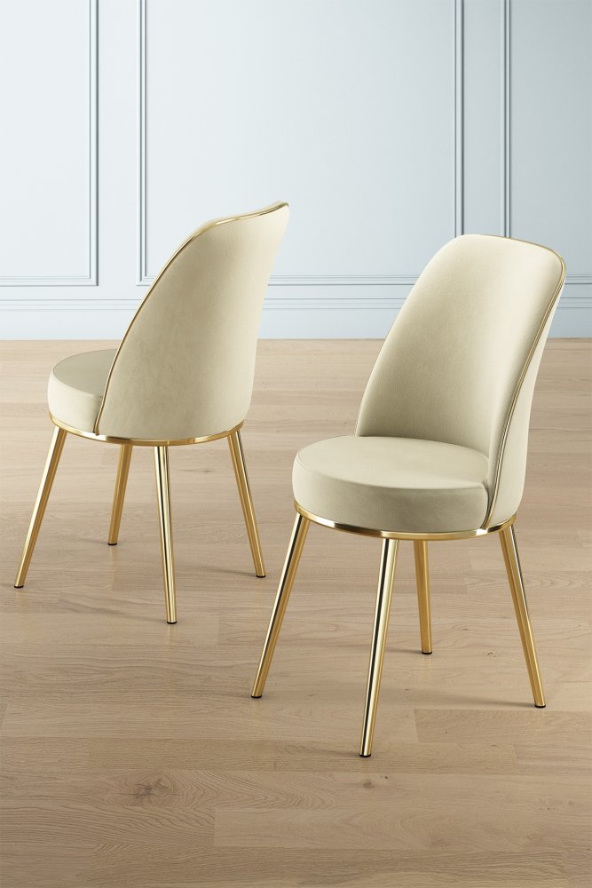 Súprava stoličiek (6 kusov) Pefa - Cream, Gold