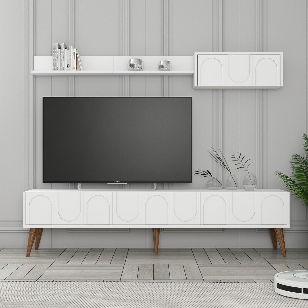 TV stěna / Sestava pod TV Lyon 2 - White, Walnut (obrázek 6)